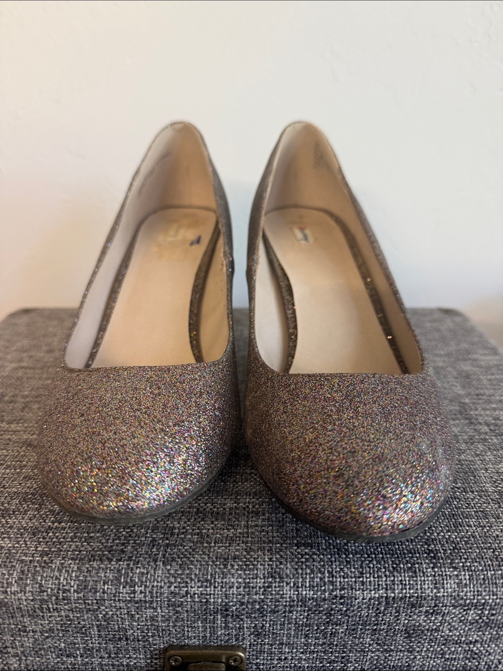Olsenboye Glitter Round-Toe Heels - Multicolored Sparkle